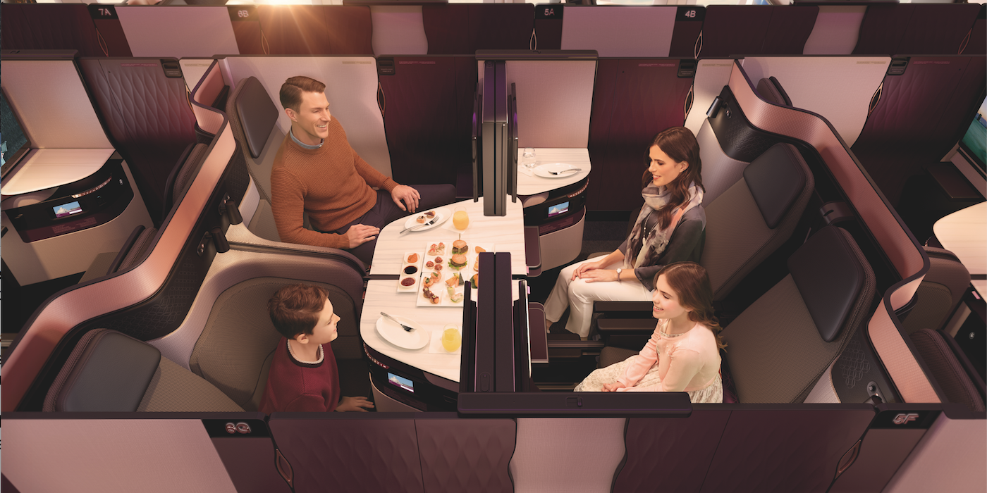 Qatar Airways Qsuite business class on the Airbus A350