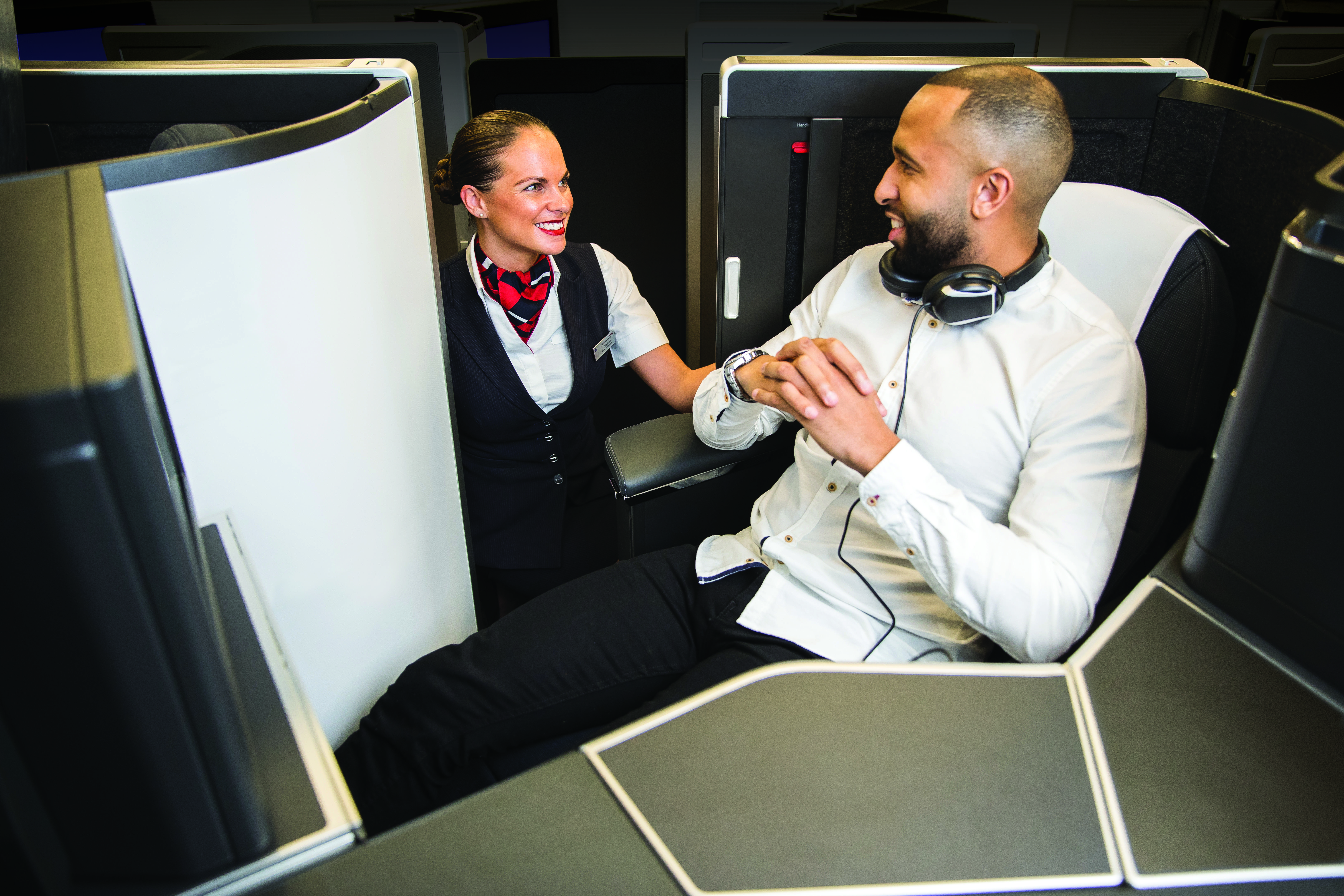 The door of British Airways' A350 Club Suite can be opened for meal service, and closed for sleep