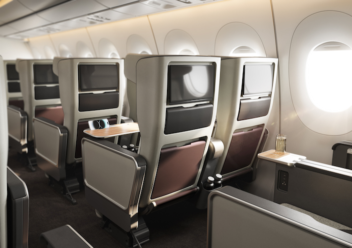 the Qantas A350 premium economy seatback 